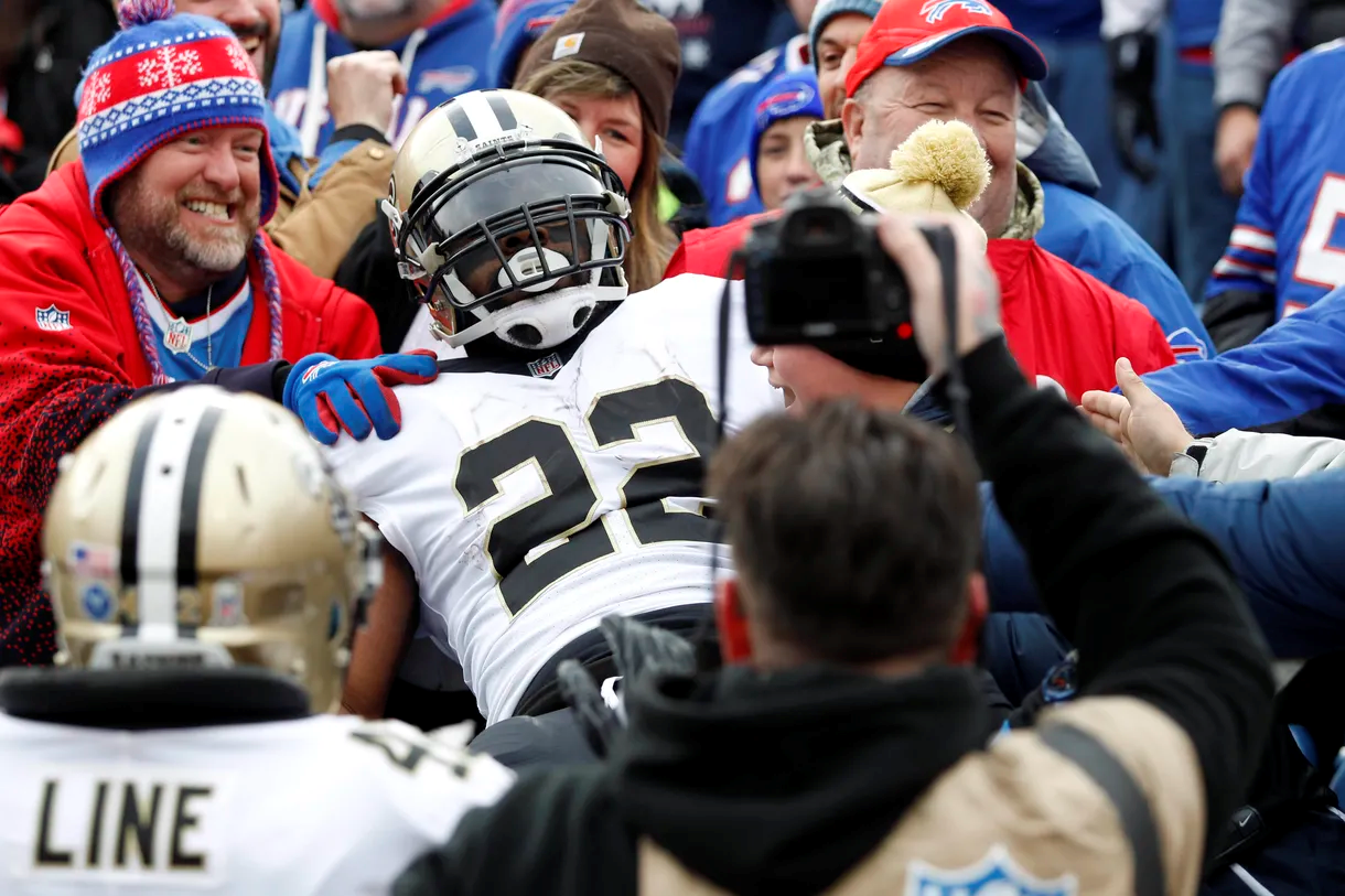 Mark Ingram dives into the crowd at New Era Field after scoring a TD.

Credit: Timothy T. Ludwig-USA TODAY Sports